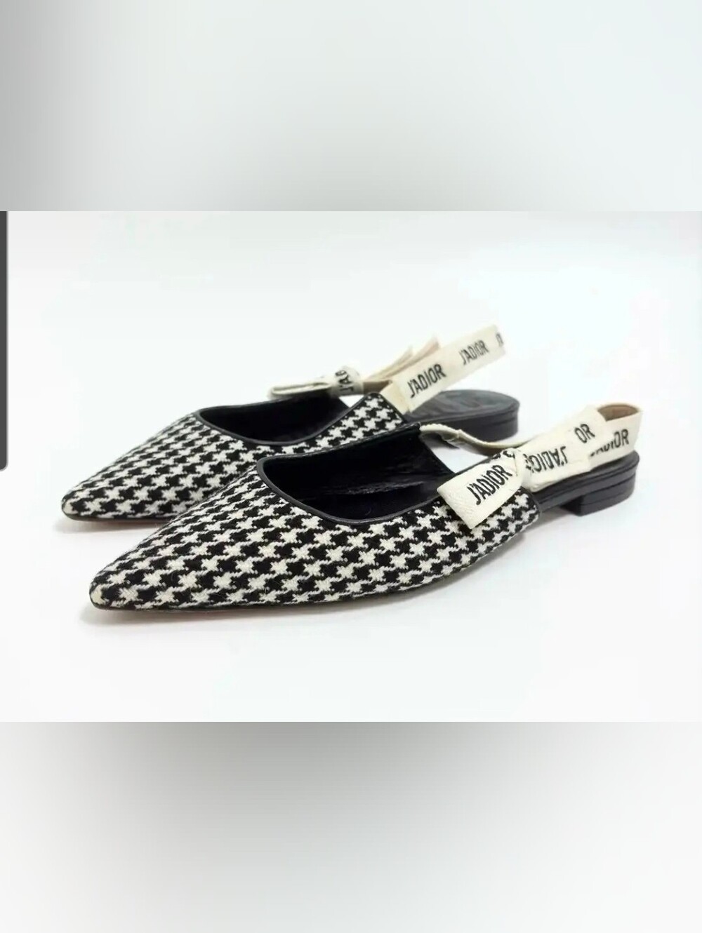 Ladies Faux Leather Houndstooth Ballerina Flats EU 36